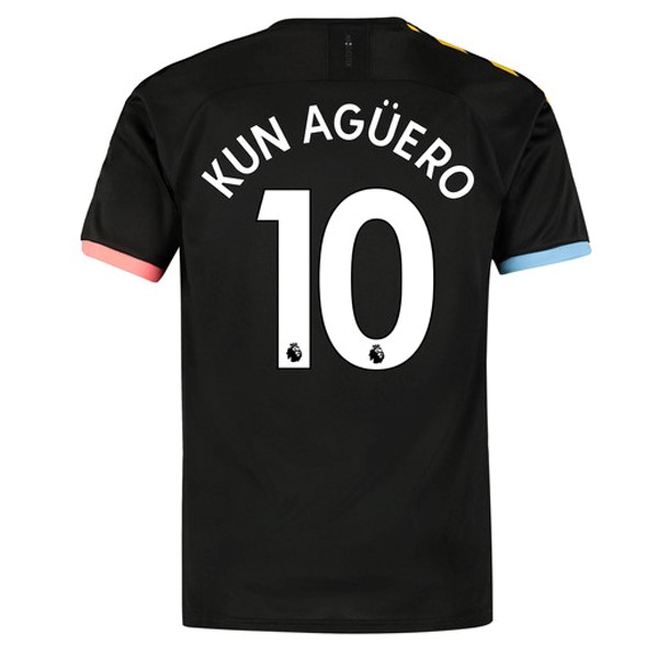 Camiseta Manchester City NO.10 Kun Aguero Replica Segunda Ropa 2019/20 Negro